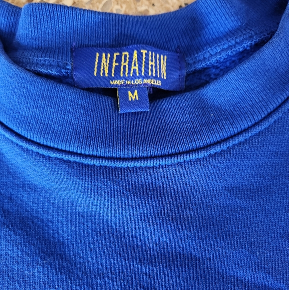 Infrathin Blue Crewneck Gradient Logo Wave Sweatshirt - Picture 2 of 6